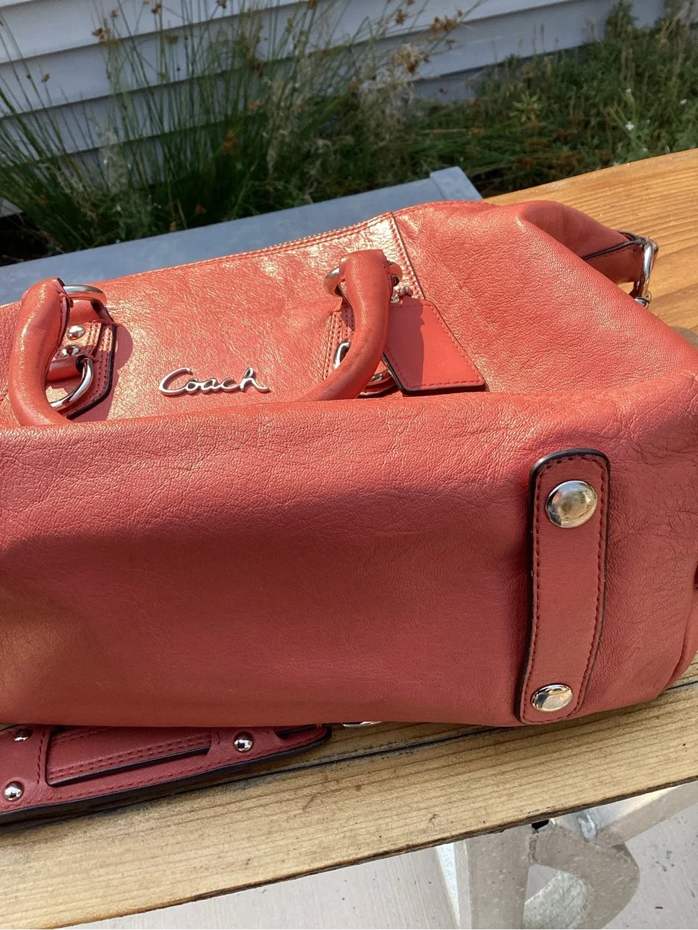 Coach Coral-Red Leather Satchel